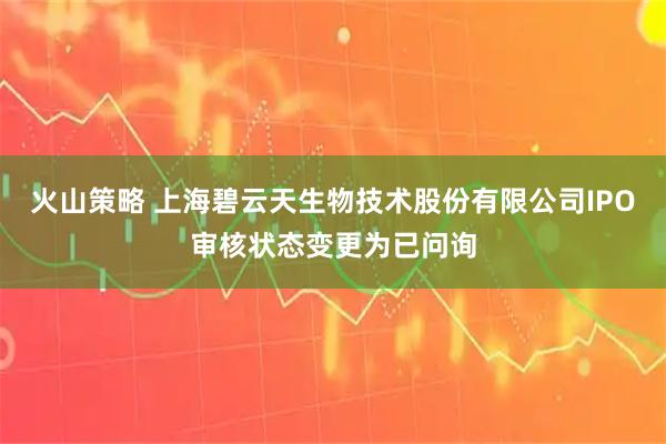 火山策略 上海碧云天生物技术股份有限公司IPO审核状态变更为已问询